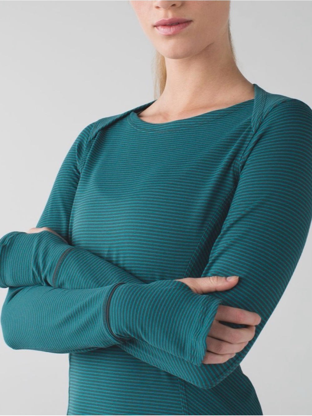 Lululemon Kanto Catch Me Long Sleeve Mini Pop Stripe Dark Fuel Forage Teal 2 - Picture 5 of 9
